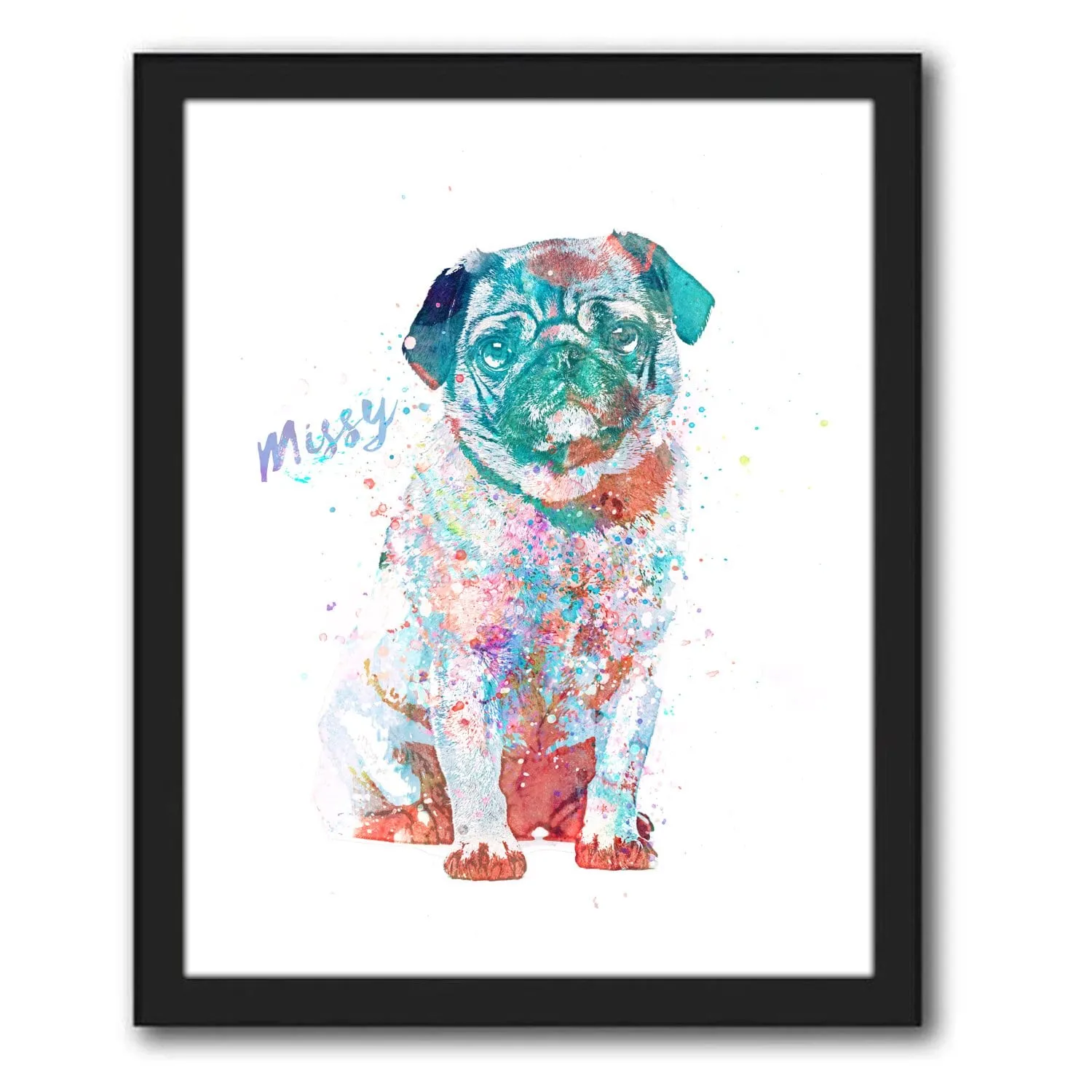 Pug Watercolor Print