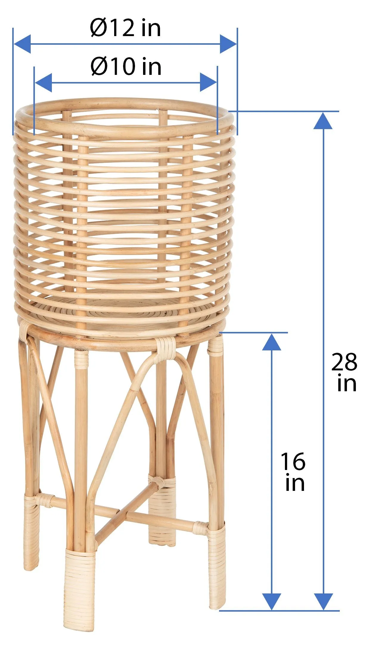 Rattan Indoor Plant Stand, Medium, Natural