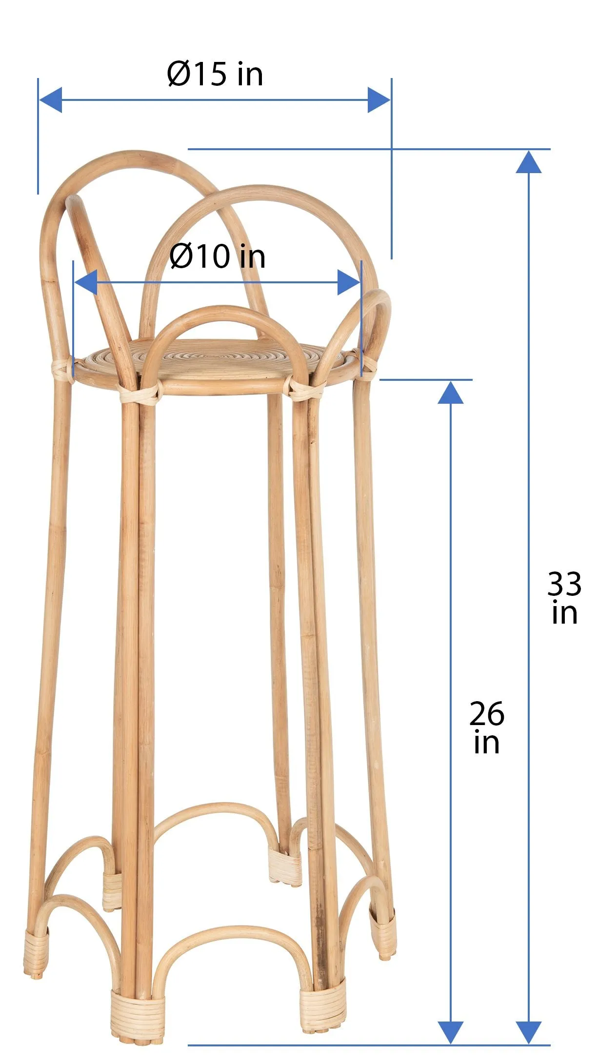 Rattan Loop Indoor Plant Stand, 26 inches, Natural