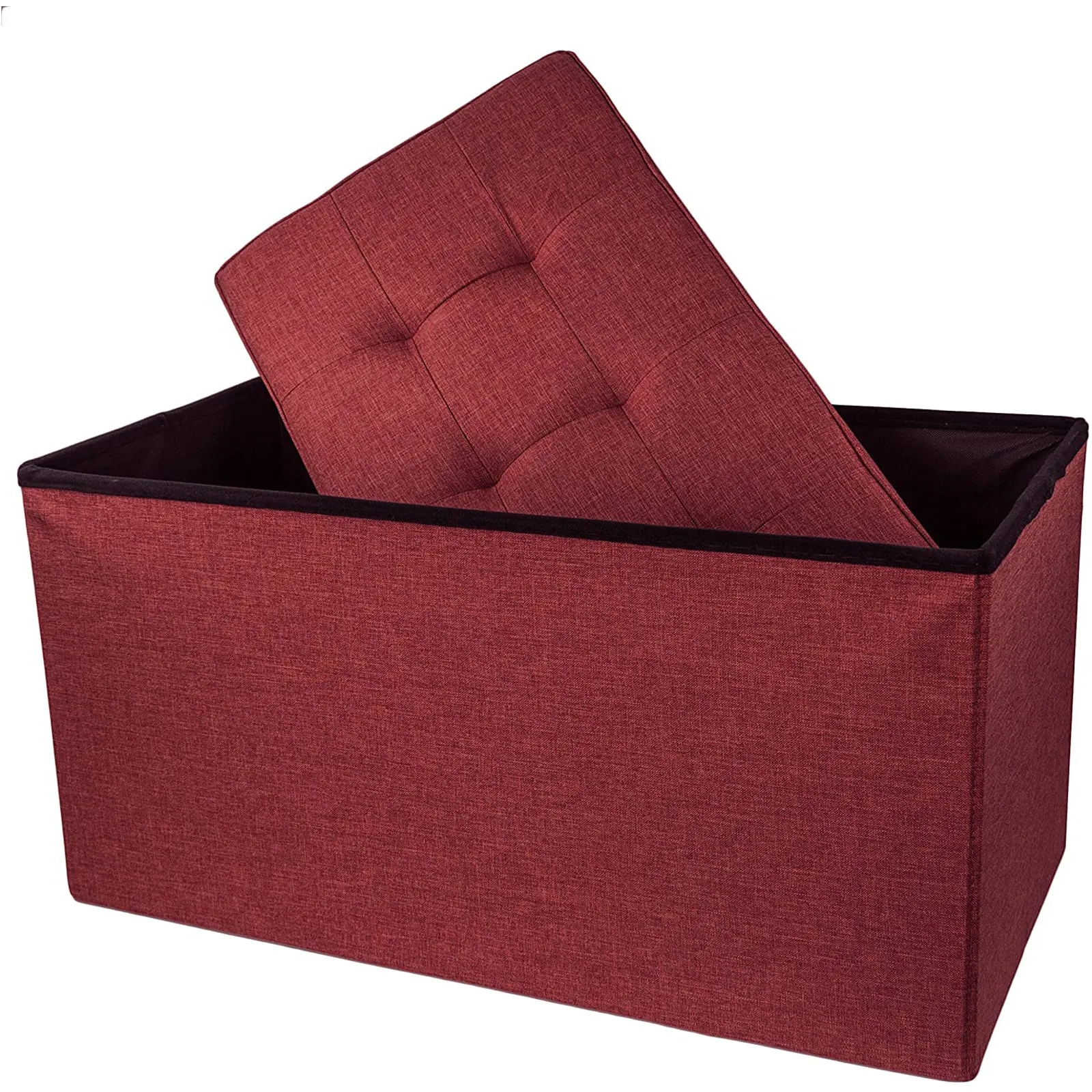 Red Co. Upholstered Folding Storage Ottoman with Padded Seat, 30" x 16" x 16"