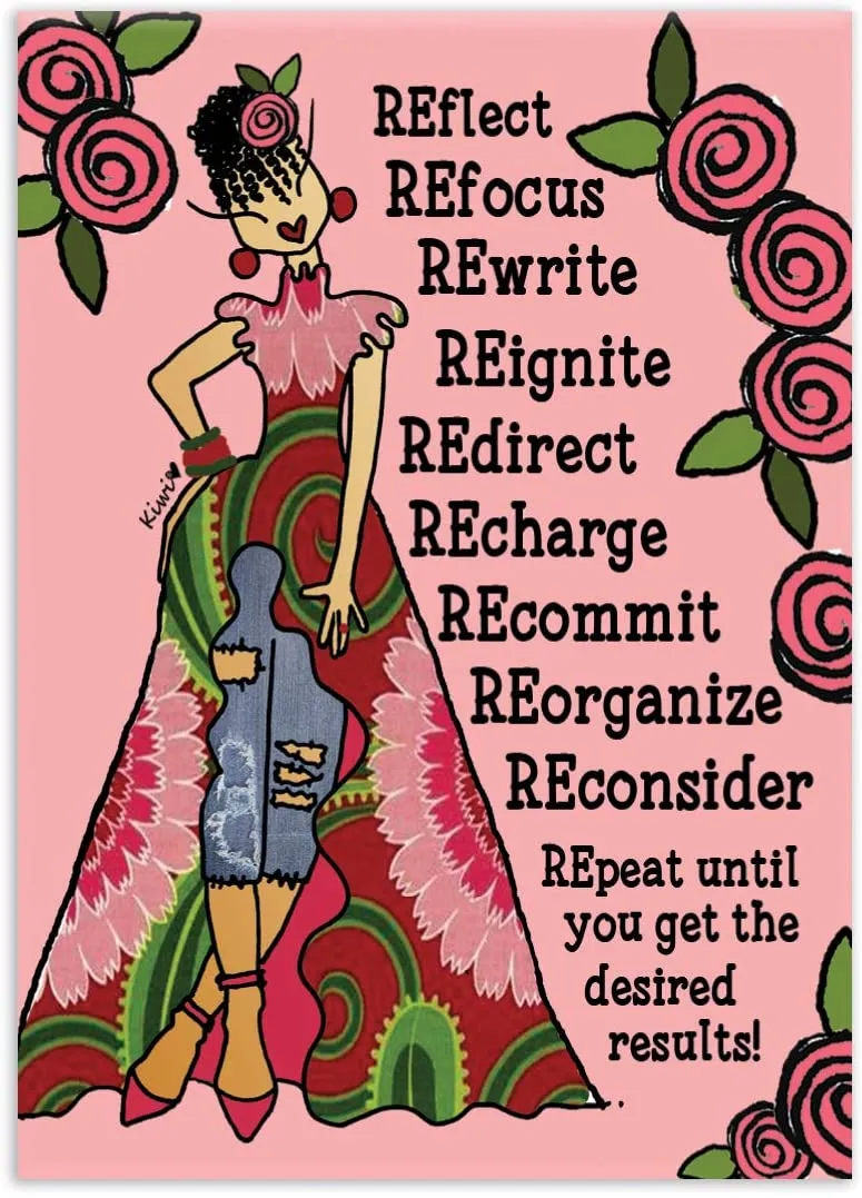 Reflect Refocus Rewrite Magnet by Kiwi McDowell