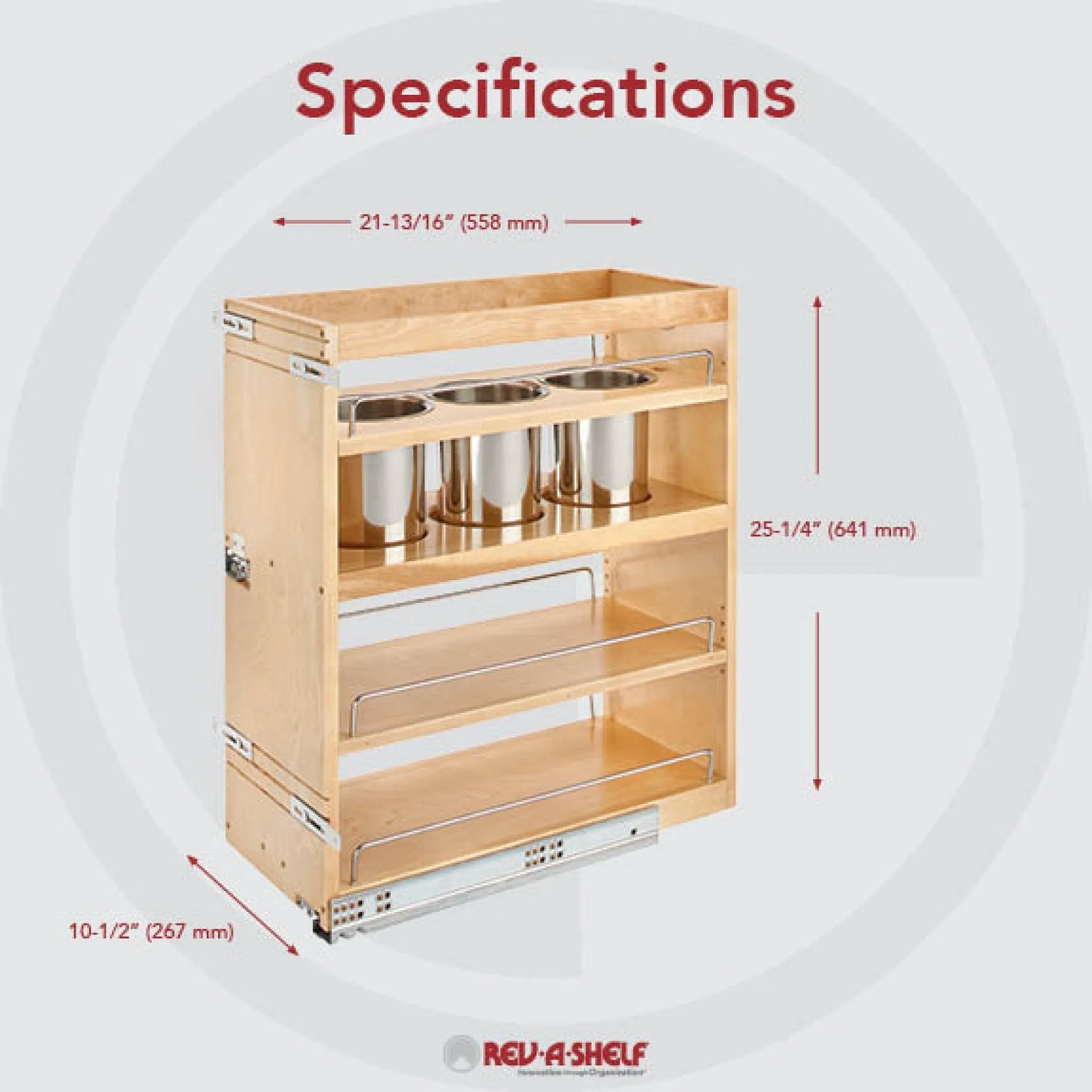 Rev-A-Shelf 10" Frameless Side Mount Utility Base Organizer 449UT-BCSC-10C