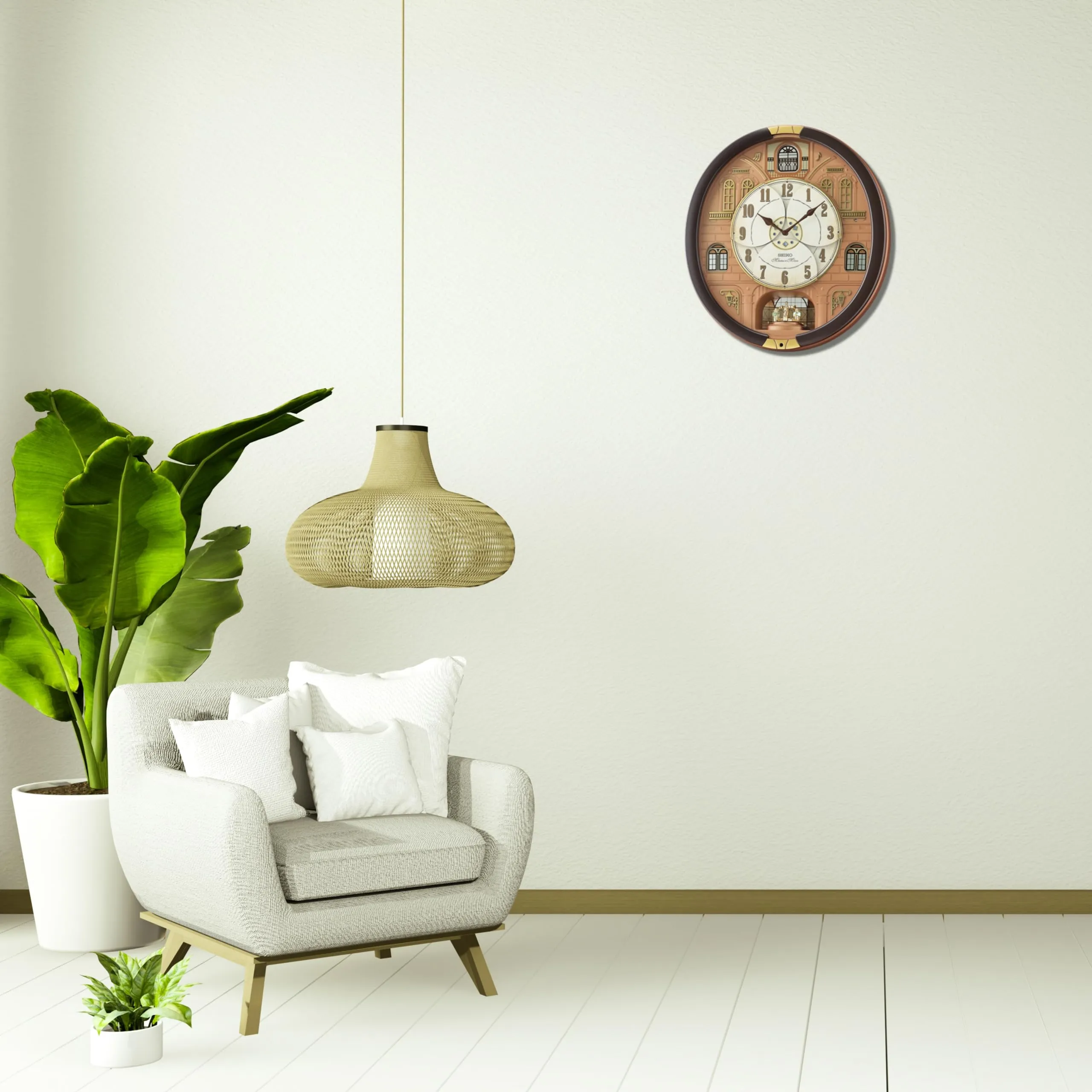 SEIKO Decorative Melodies in Motion Chime Metallic Dark Brown Oval Plastic Home Decor Analog Musical Wall Clock with One Way Rotating Showpiece (Size: 39 x 9.5 x 43.5 CM | Weight: 2330 Gram) QXM601BT