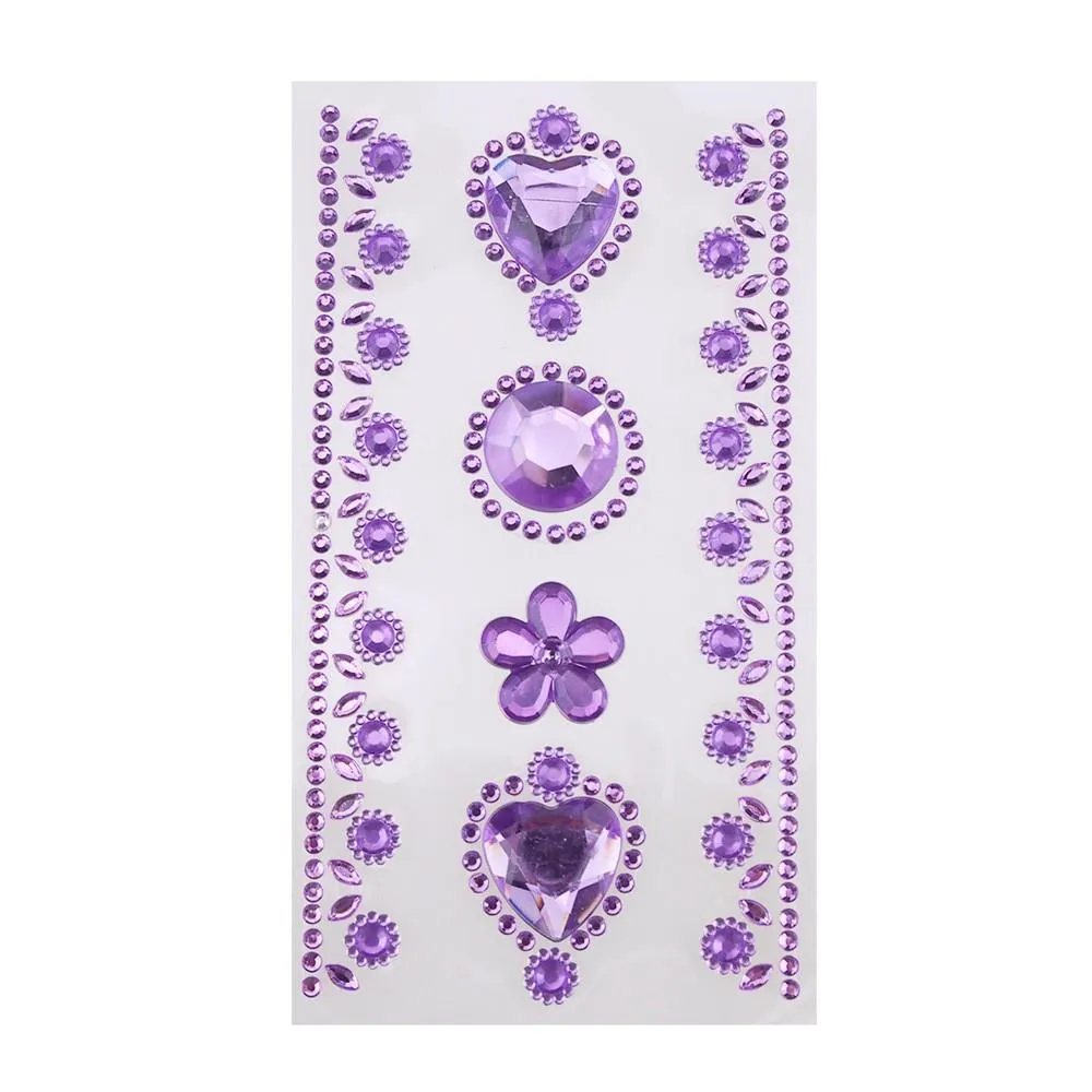 Self-Adhesive Rhinestone Stickers, Circle/Flower/Hearts, 6-count