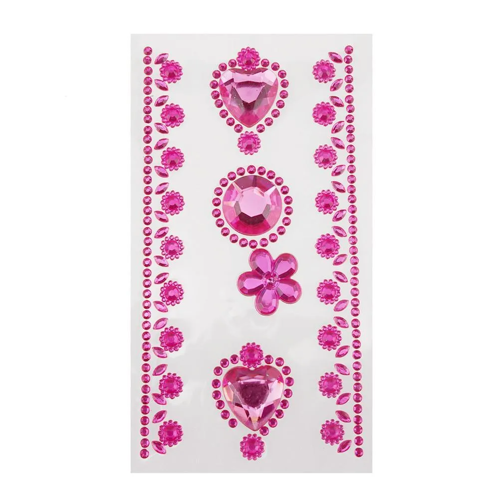 Self-Adhesive Rhinestone Stickers, Circle/Flower/Hearts, 6-count