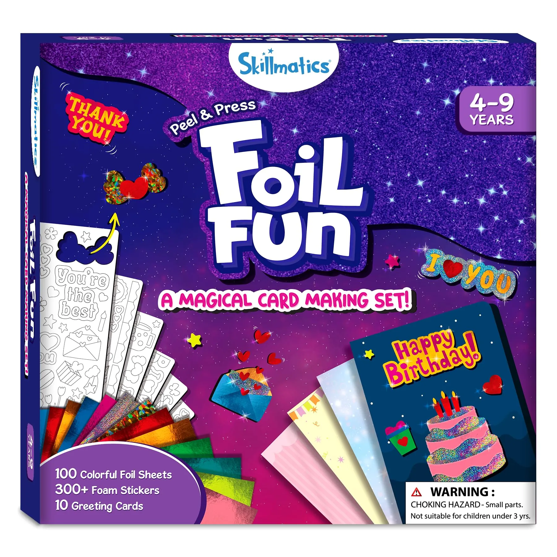 Skillmatics Art & Craft Activity-Foil Fun Card Making Set, No Mess Art For Kids, Craft Kits & Supplies, Diy Creative Activity, Gifts For Girls & Boys Ages 4, 5, 6, 7, 8, 9, Travel Toys - Multicolor