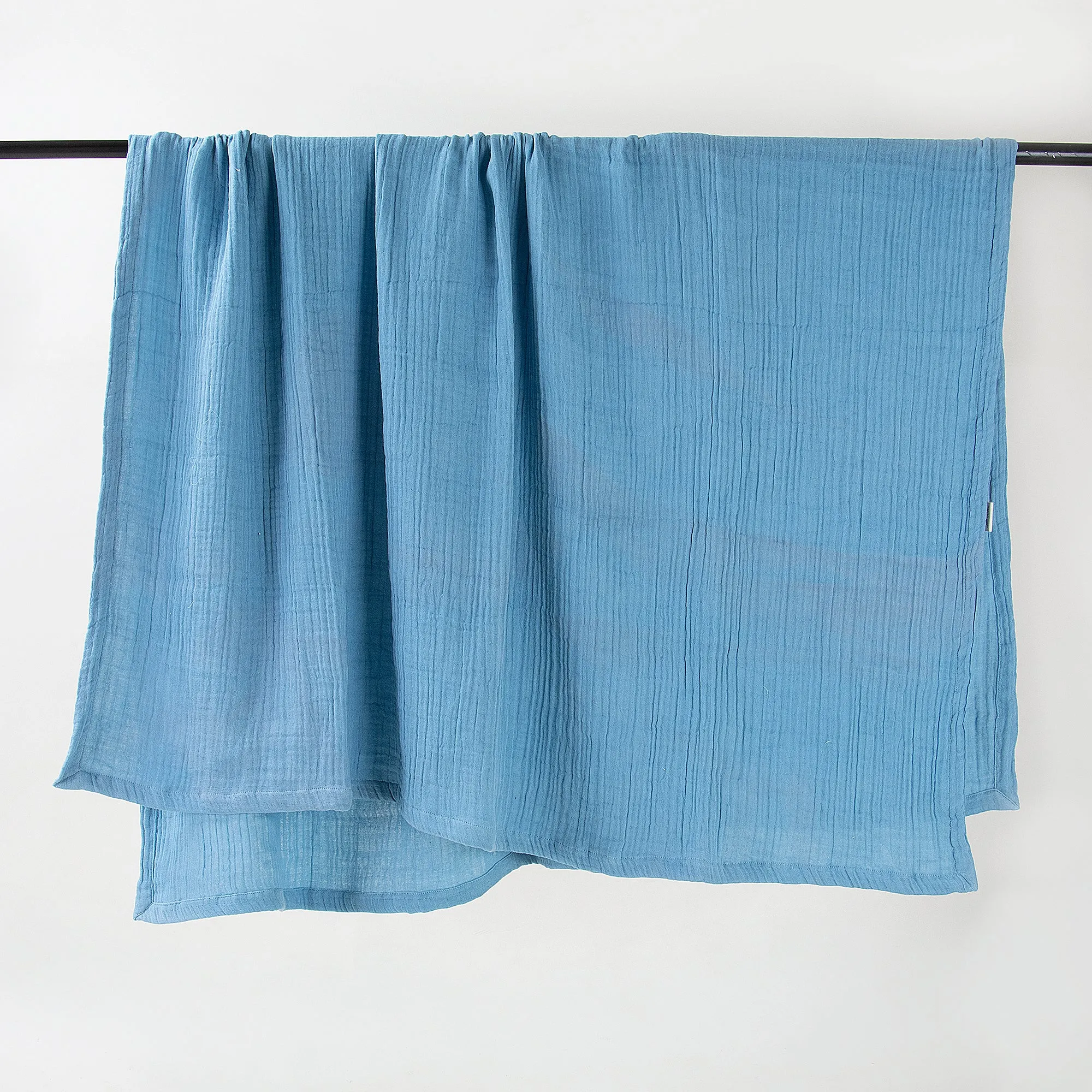 Softest Solid Blue Gauze Throw Blanket