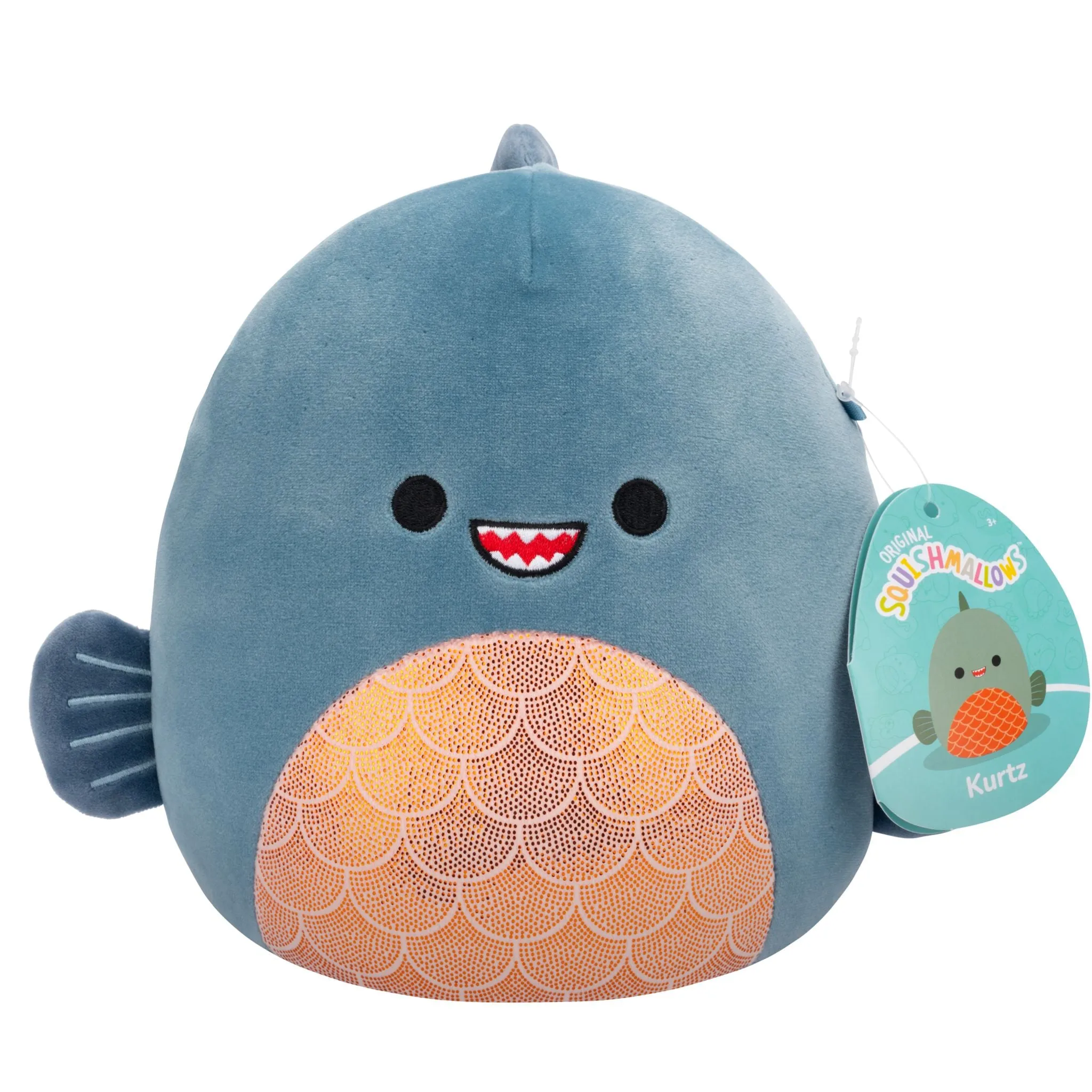 Squishmallows 7.5 Inch Plush S20 Kurtz Dark Grey Teal Piranha