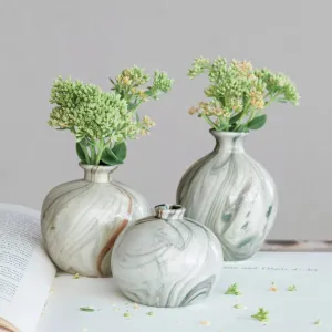 Stoneware Vases with Marbled Design