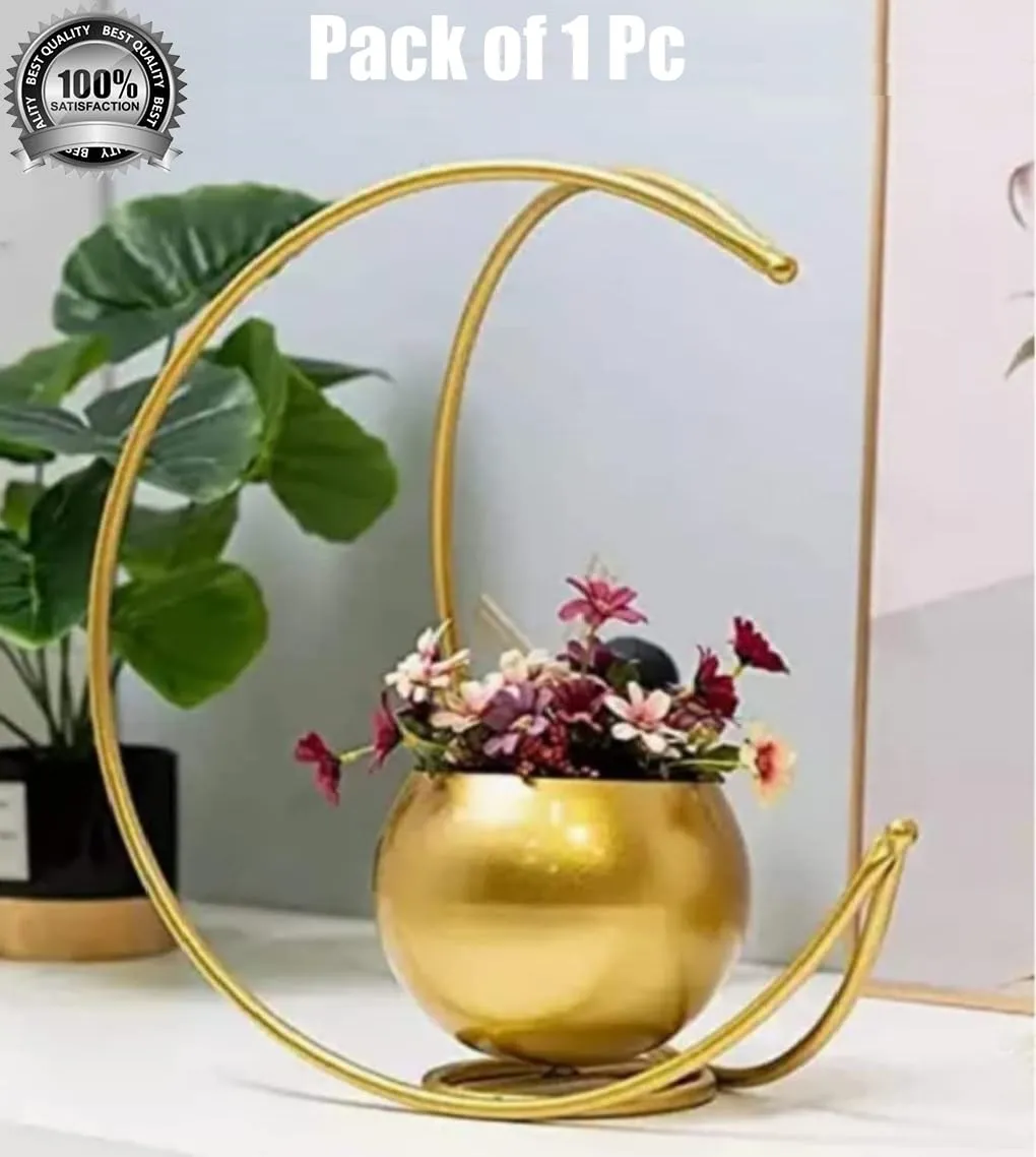 TAJ INDIA HANDICRAFTS Metal Design Vase Table Decoration Flower Vase gold powder coated (24x24) CM Flower pot for home Decoration Pack of 1 Piece