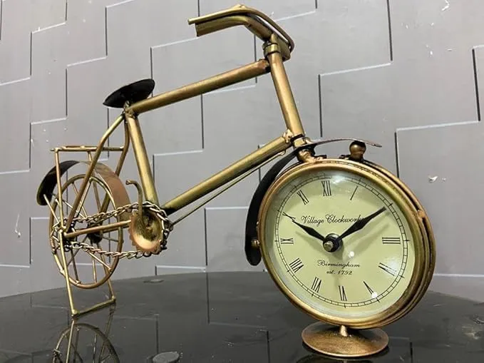 The Handicraft Store Rajasthani Antique Cycle Clock for Office Desk, Bedroom, Living Room, Bedroom. Size- 36 X 21 Cm