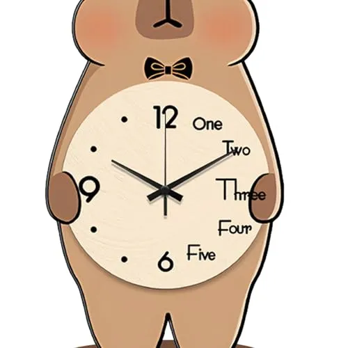 THE STYLE SUTRA® Capybara Table Clock Wood Cute Desktop Ornament for Office Bedroom Fireplace S