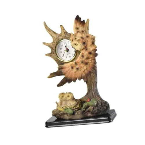 THE STYLE SUTRA® Vintage Table Clock Collection Cute Statue for Apartment Bedroom Dining Room Owls