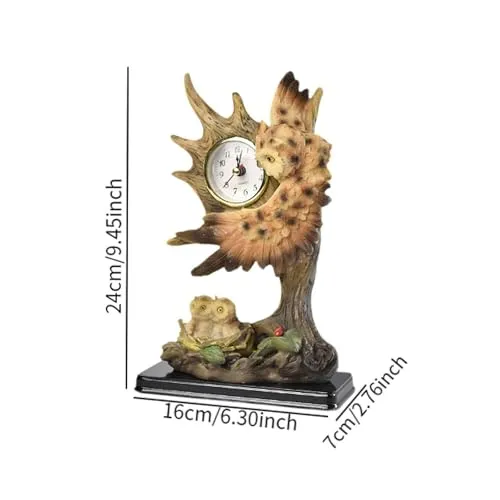 THE STYLE SUTRA® Vintage Table Clock Collection Cute Statue for Apartment Bedroom Dining Room Owls