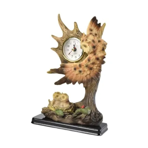 THE STYLE SUTRA® Vintage Table Clock Collection Cute Statue for Apartment Bedroom Dining Room Owls