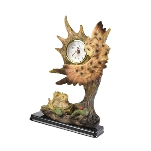 THE STYLE SUTRA® Vintage Table Clock Collection Cute Statue for Apartment Bedroom Dining Room Owls