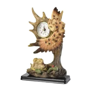 THE STYLE SUTRA® Vintage Table Clock Collection Cute Statue for Apartment Bedroom Dining Room Owls