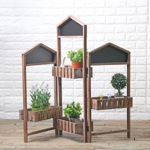 Three Door Screen Storage Home Decorative Flower Frame Decoration Bookshelf