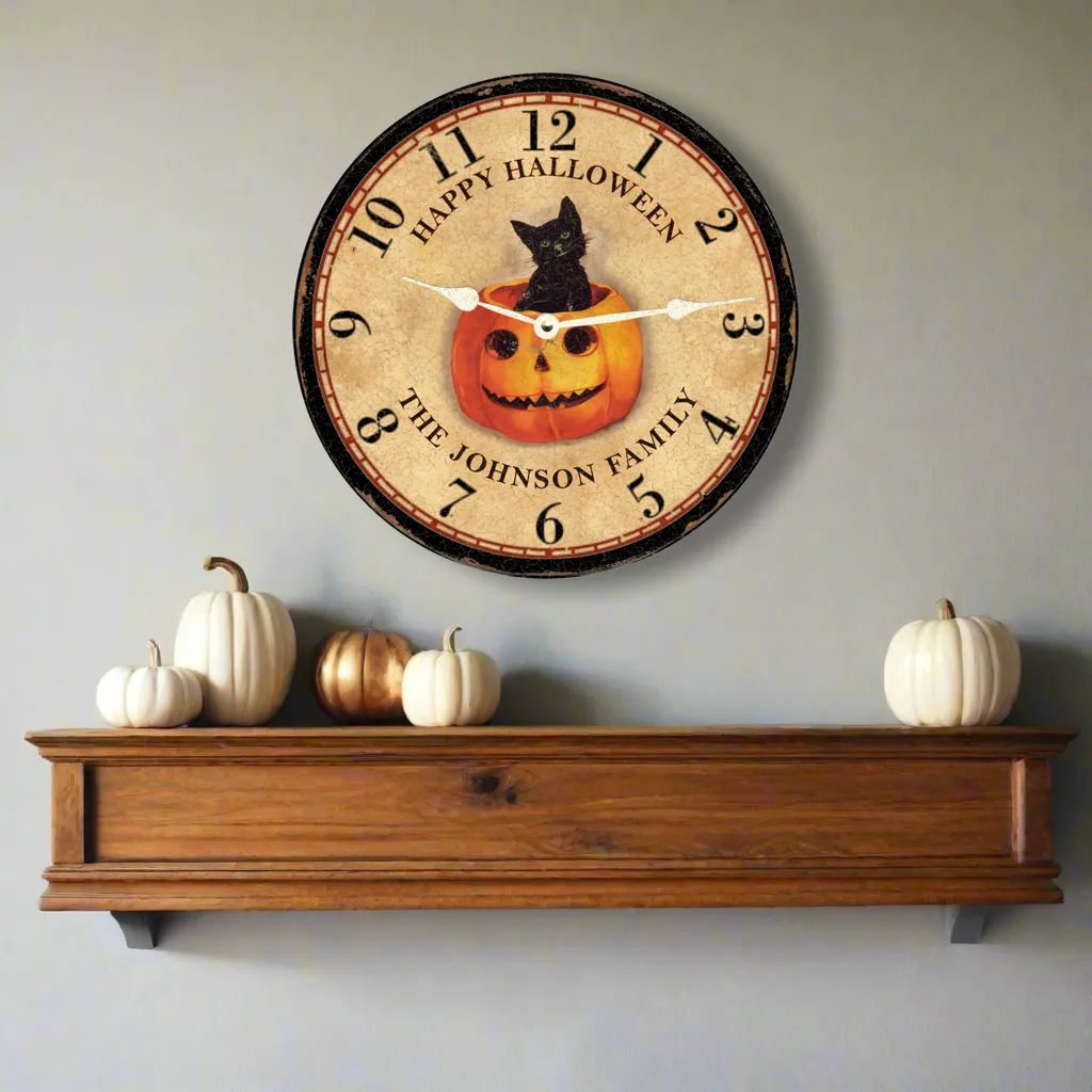 Unique Personalized Halloween Clock- Halloween Wall Clock