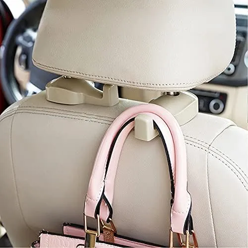 Universal Car Vehicle Back Seat Headrest Hanger Holder Hook for Bag Purse Cloth Grocery (Black -Set of 2)