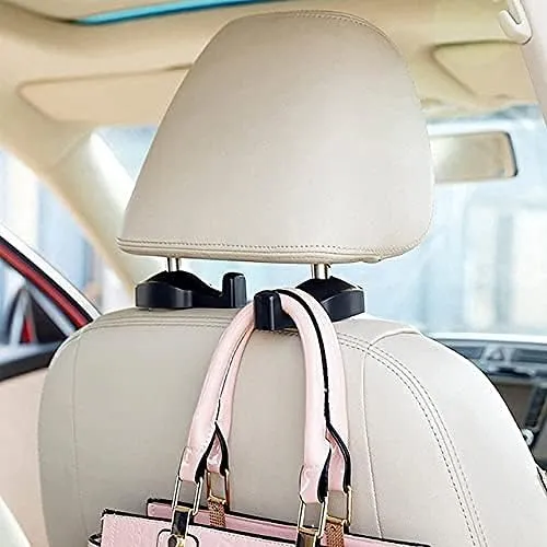 Universal Car Vehicle Back Seat Headrest Hanger Holder Hook for Bag Purse Cloth Grocery (Black -Set of 2)