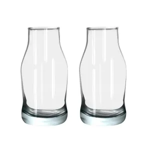 Urban Moon Glass Vase, Flower Vase, Vessel, Money Plant Pot, Glass Bottle for Milk, Coffee, Tea | Restaurants, Modern Kitchen, Office, Table & Home Decoration & Gifts - Set of 2 Piece