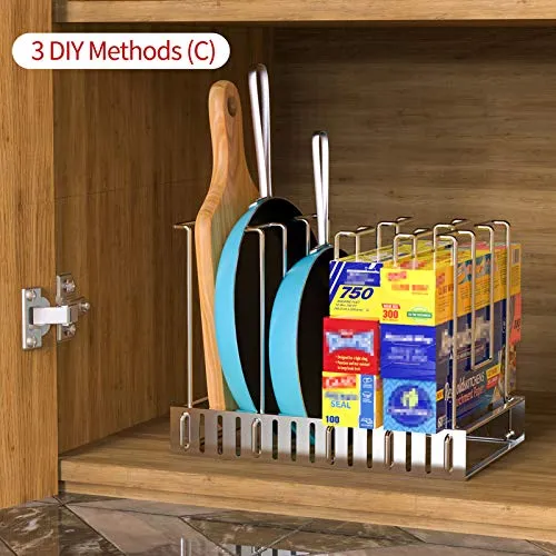 Vdomus Kitchen wrap Organizer Rack Adjustable wrapstand Kitchen Cabinet Silver