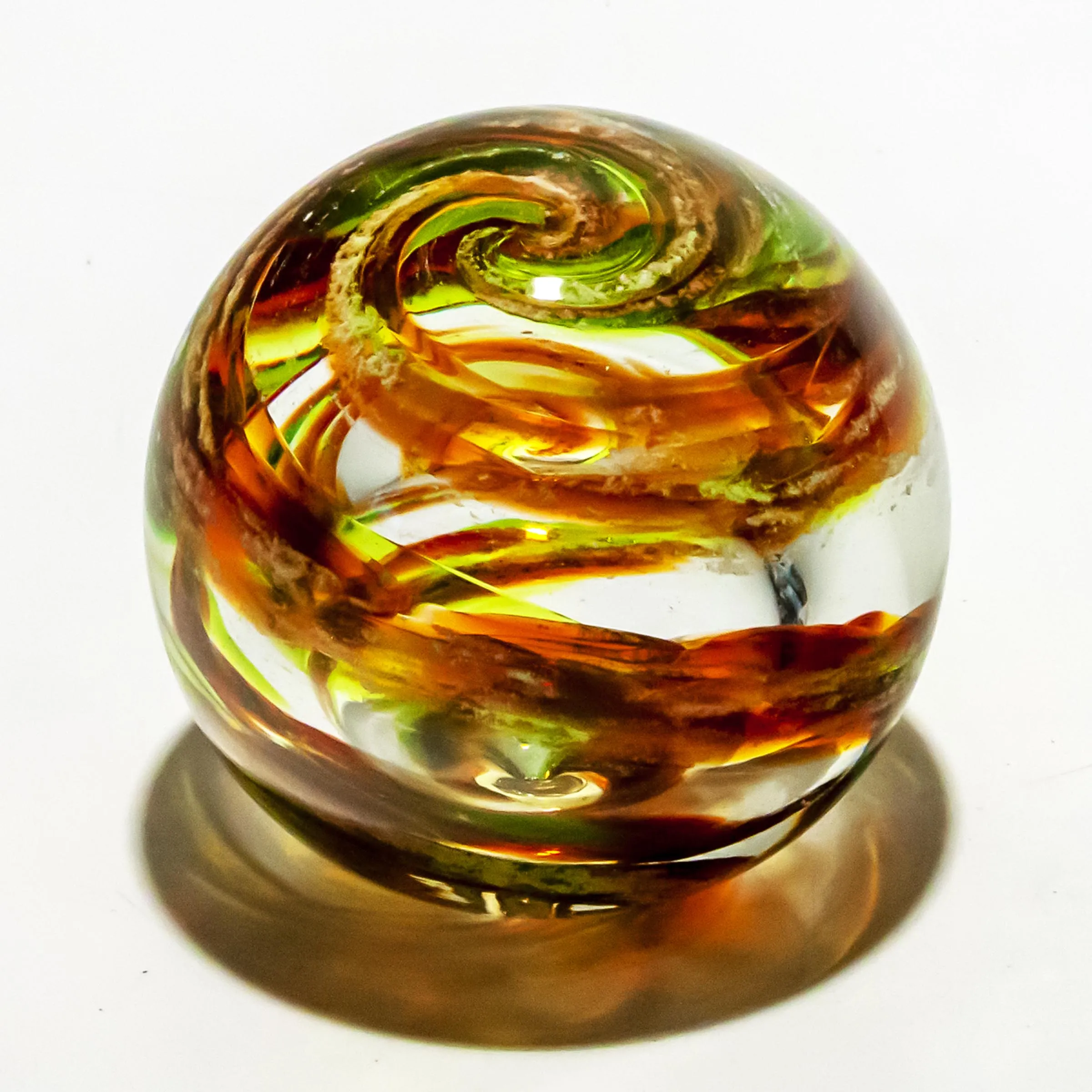 Vibrant Memorial Helix Orb with Cremains