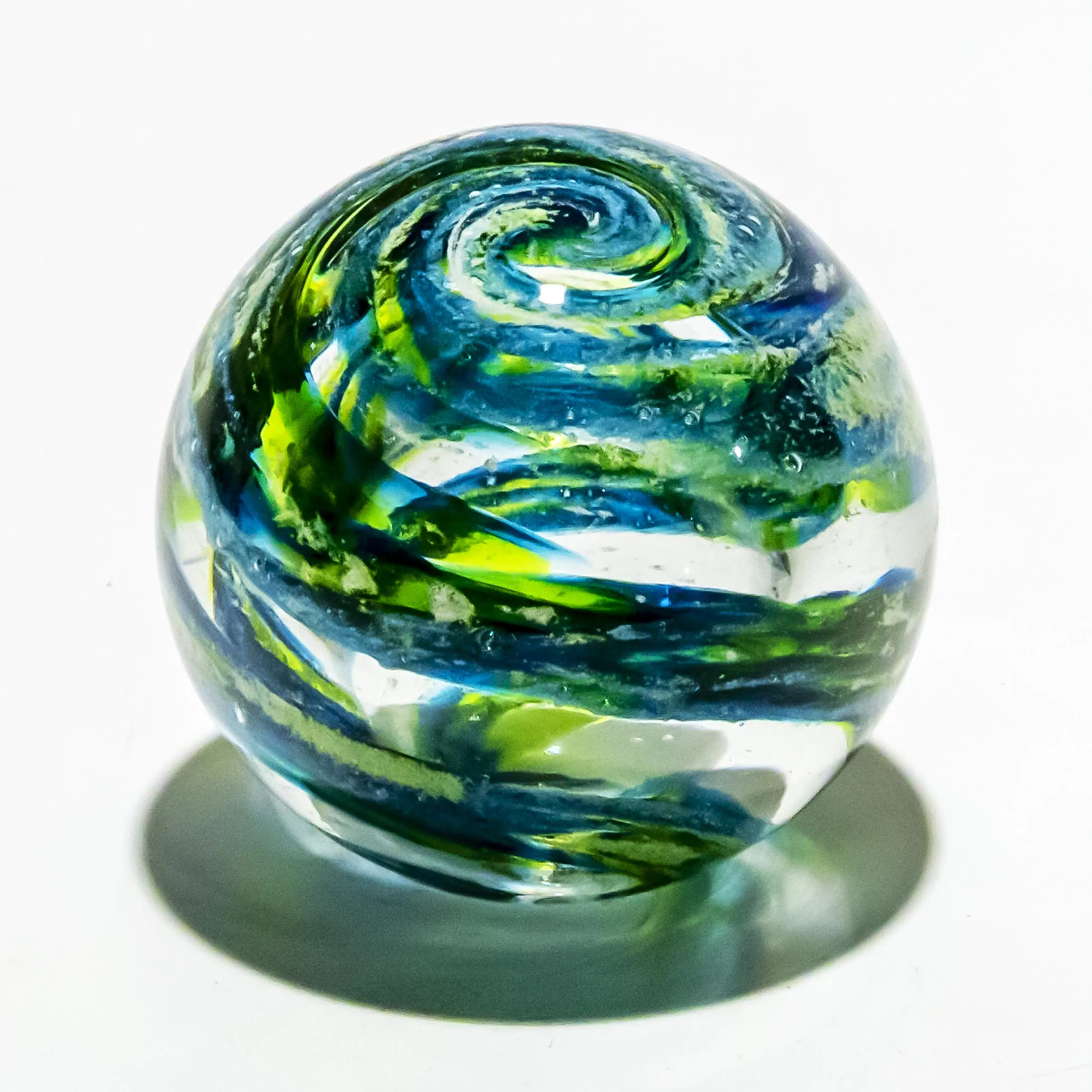 Vibrant Memorial Helix Orb with Cremains