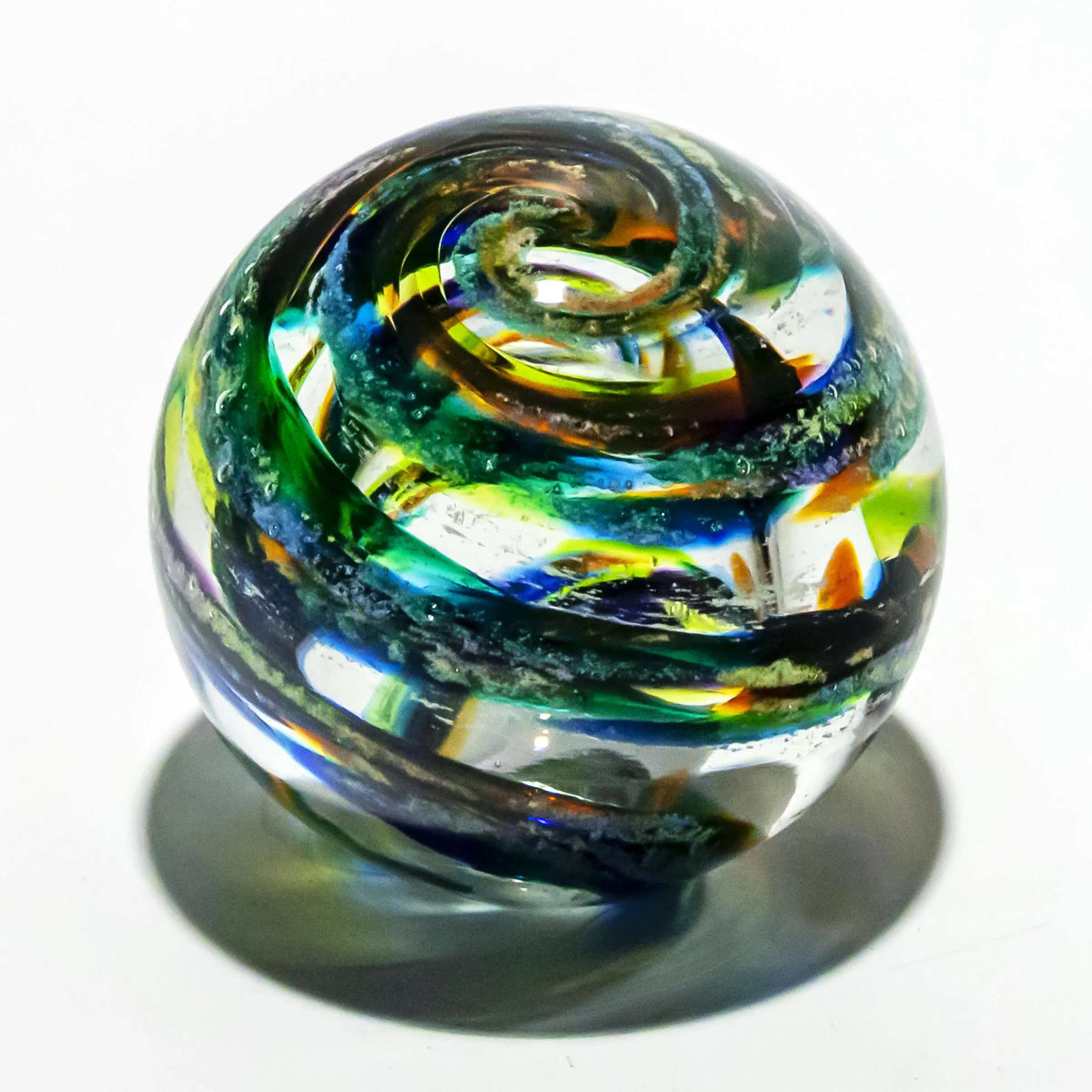 Vibrant Memorial Helix Orb with Cremains