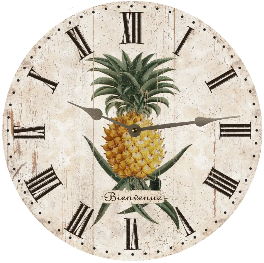 Vintage Pineapple Clock- Handcrafted French Welcome Clock