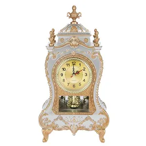 Vintage Table Clock,Vintage Style Plastic Table Clock Antique Home Hotel Decorative Desk Alarm Clocks(White)