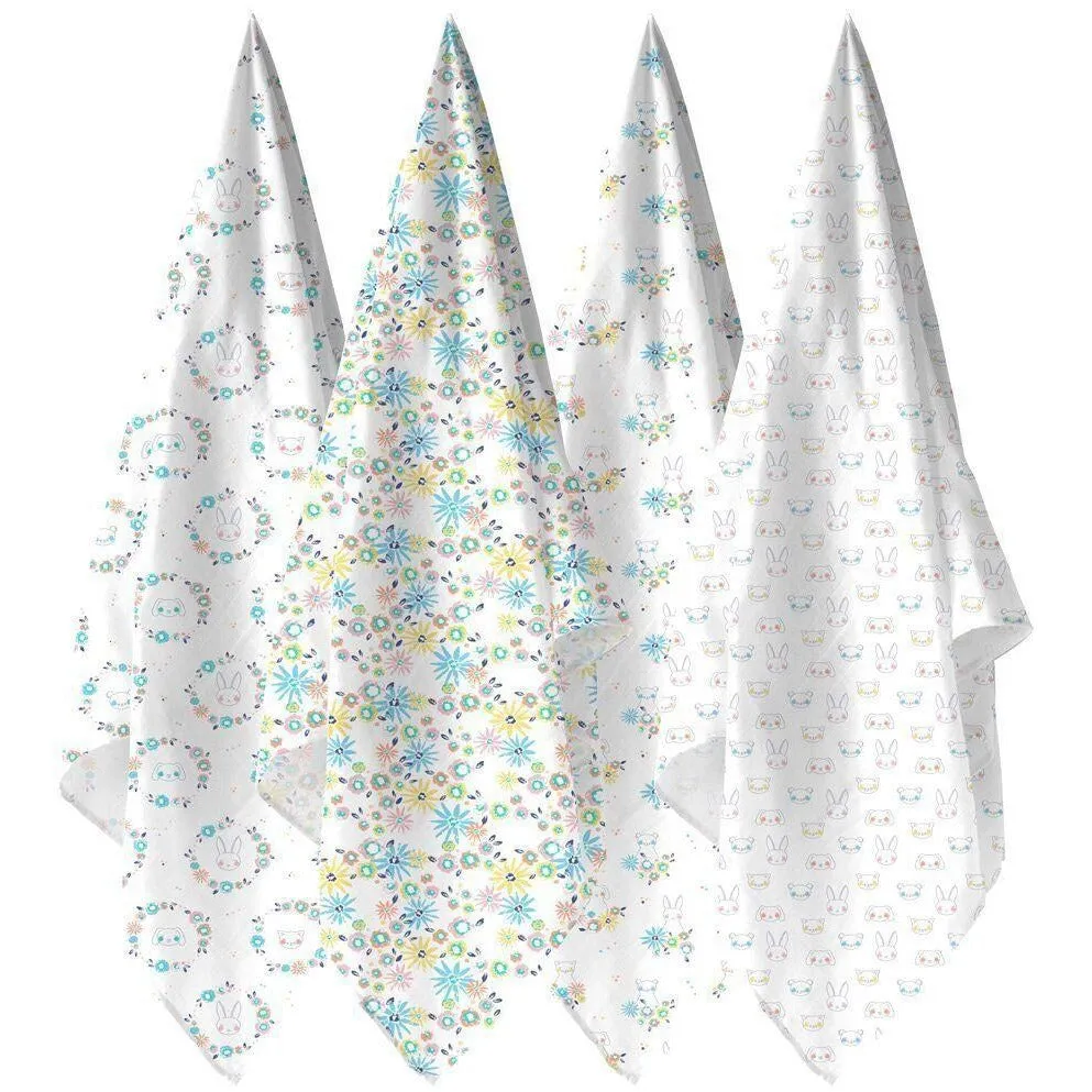 Weegoamigo Muslin Swaddle Wraps - Bunny Floral (4pk)