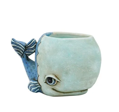 Whale Resin Pot Planter | Assorted Sizes | Grey or Blue