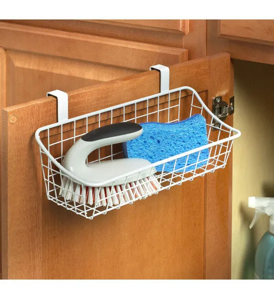 White Over The Cabinet Wire Basket