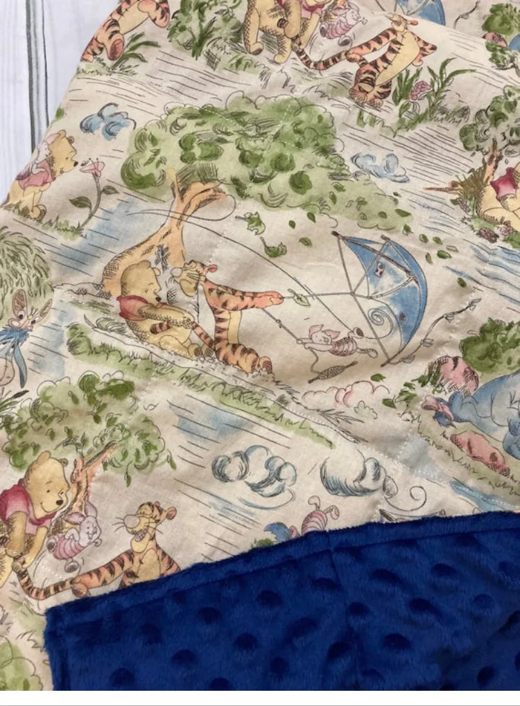 Winnie the Pooh - Weighted Blanket or Lap Pad Cotton Fabric - Toddler, Child, Teen, Adult -Dot Minky - Anxiety, Sleep.