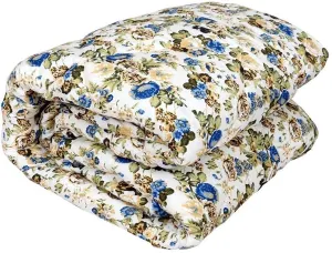 WONDERLOOK Double Bed Comforter Dohar Blanket Blue White Flowers, Fabric - Poly Cotton in Multi Color (Double, Blue) (Blue Flower)