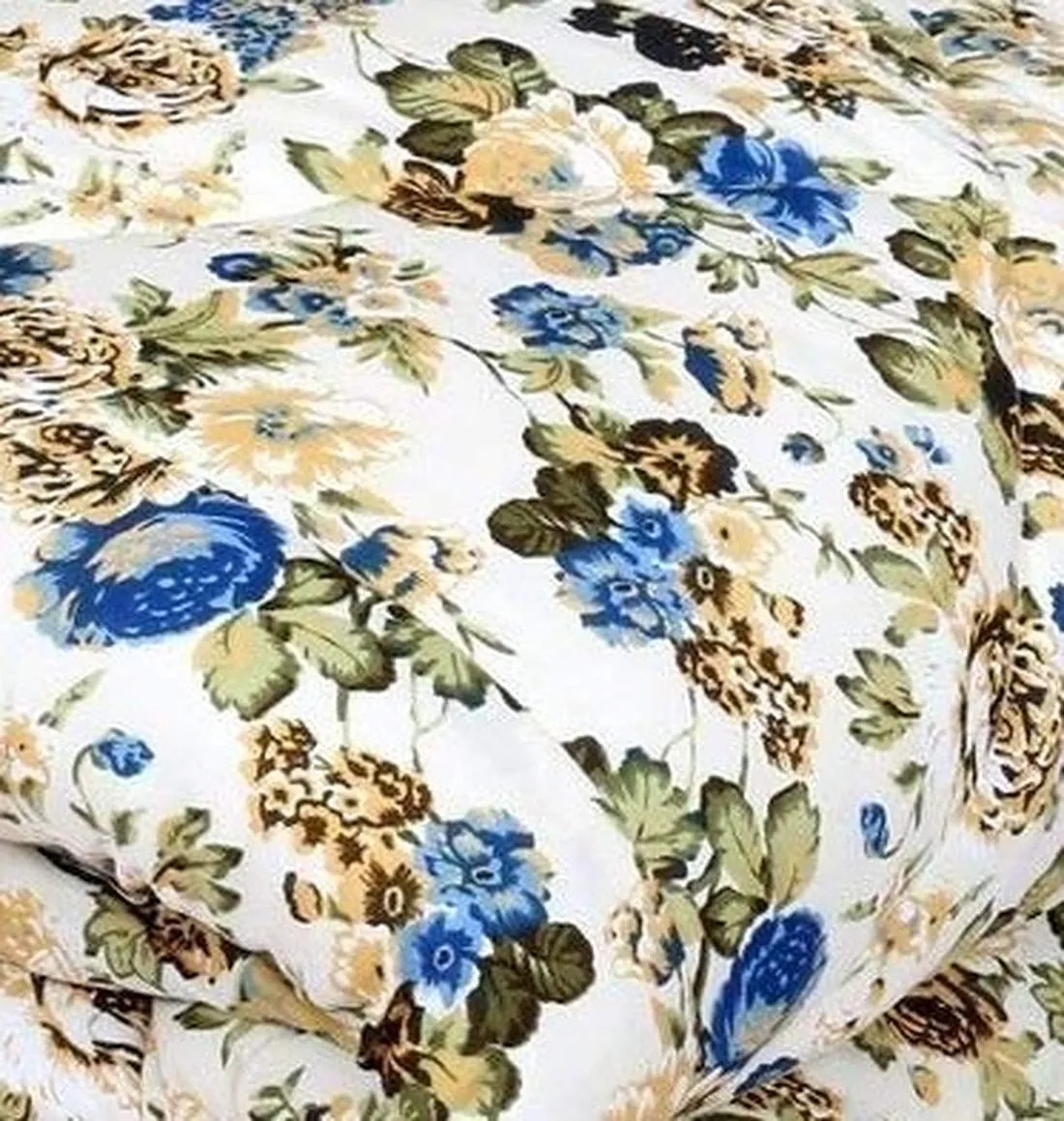 WONDERLOOK Double Bed Comforter Dohar Blanket Blue White Flowers, Fabric - Poly Cotton in Multi Color (Double, Blue) (Blue Flower)